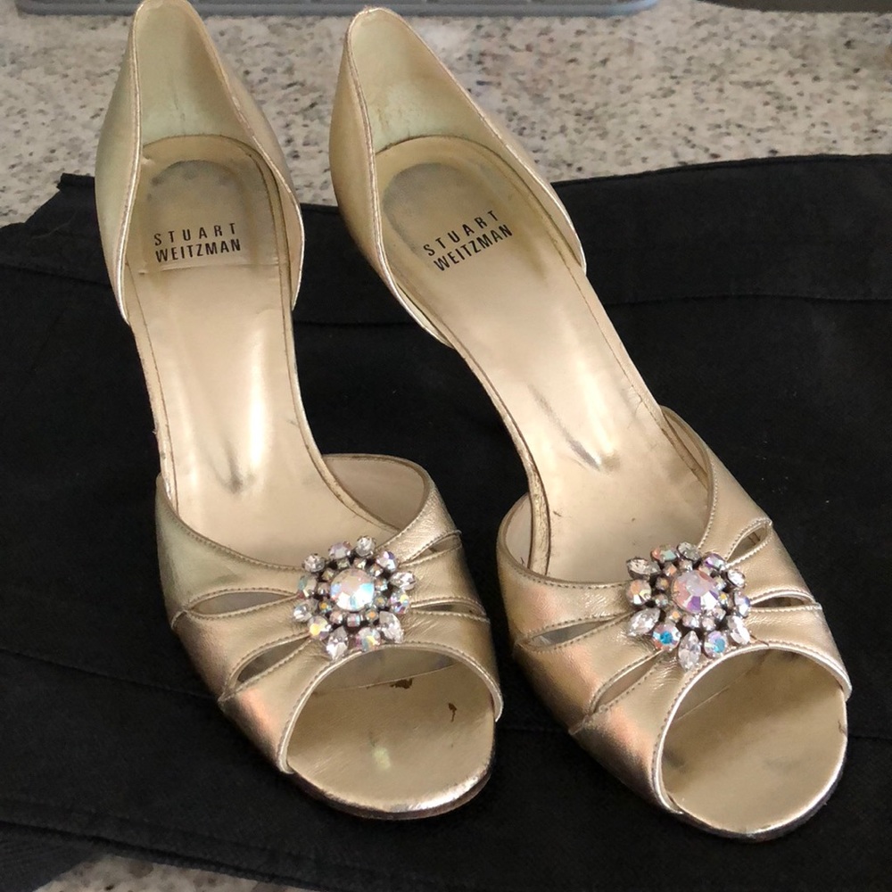 Stuart weitzman gold heels, size 7